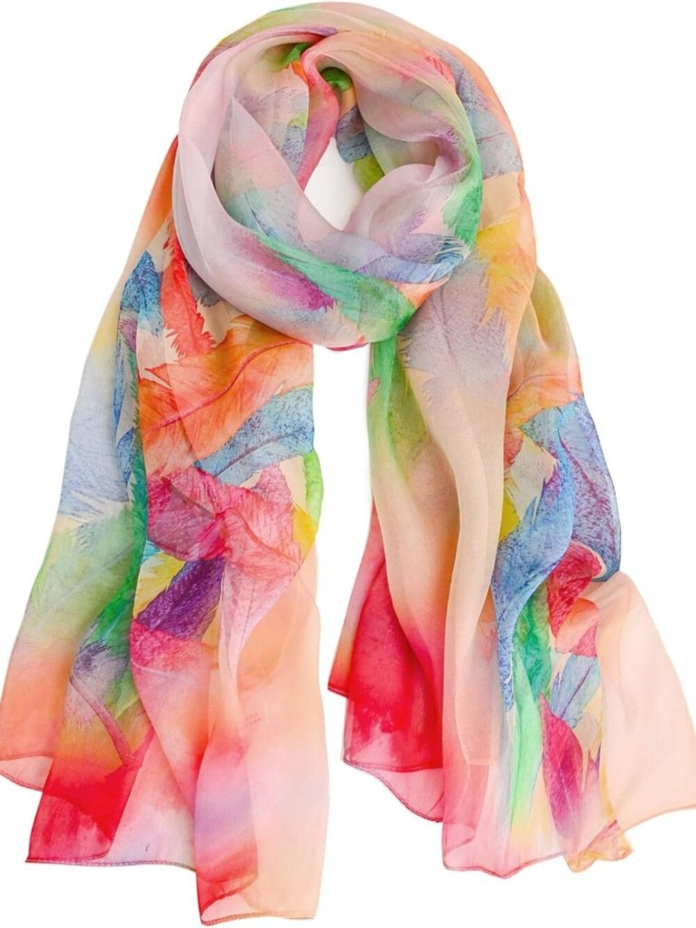 Luxurious 100% Mulberry Silk Floral Scarf, Lightweight 69"x43" Shawl Wrap for